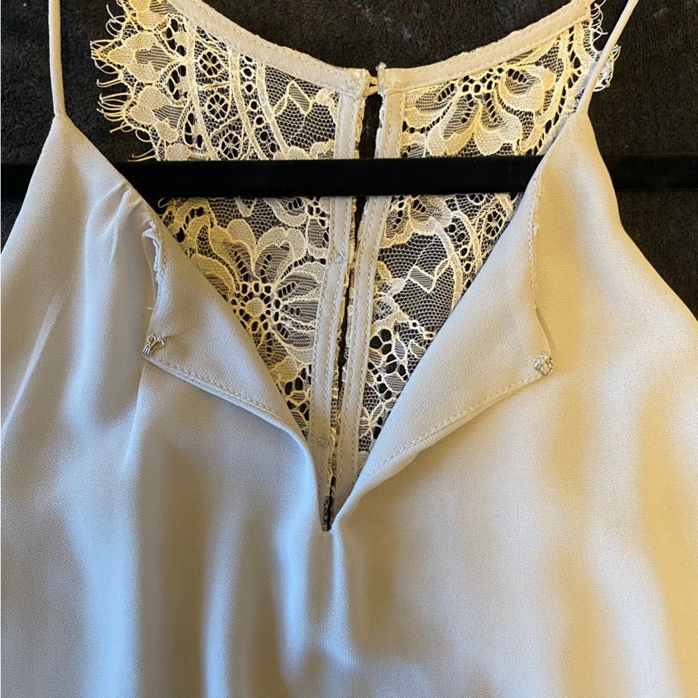 Light gray tank top with lace back detailing